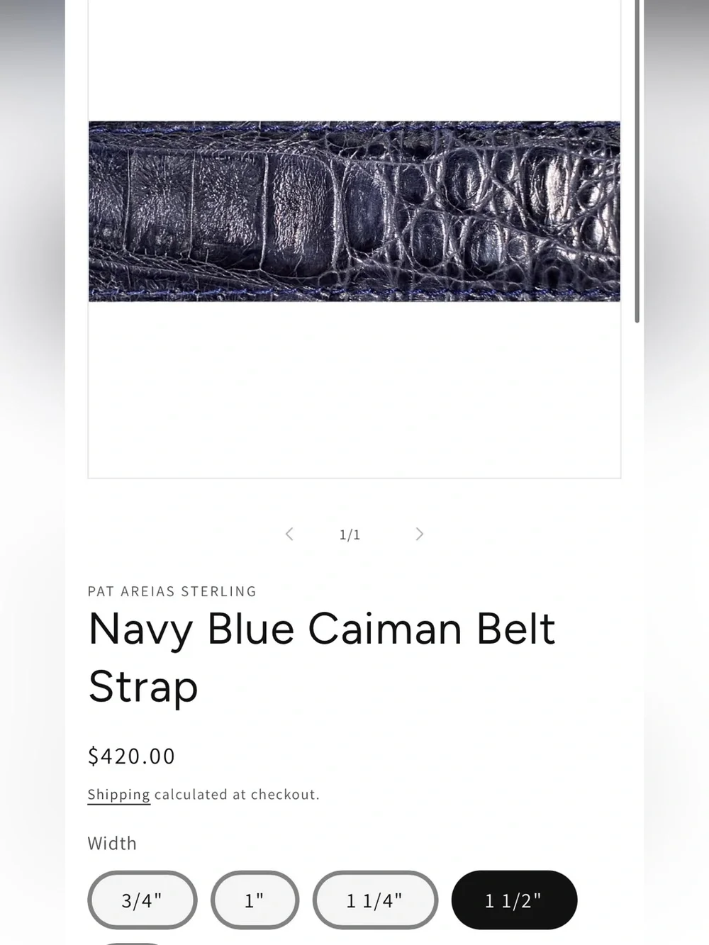 Pat Areias Navy Blue Crocodile Belt Strap